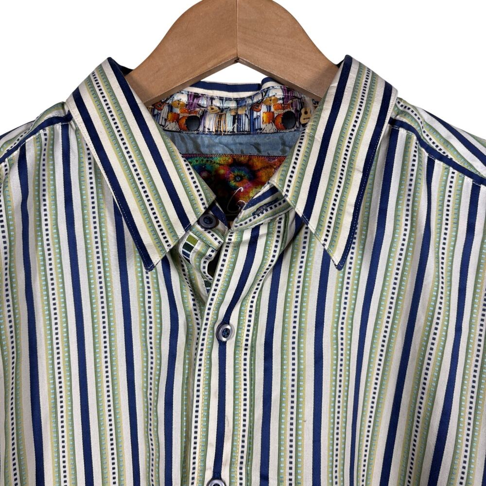 Robert Graham Long Sleeve Dress Shirt Stripe Dot Geo Print Classic Formal - XL